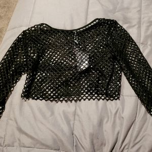 fishnet long sleeve top